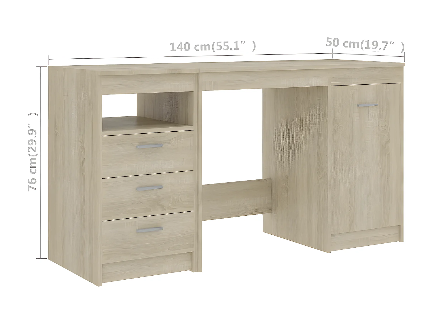 Bureau Chêne sonoma 140x50x76 cm Aggloméré
