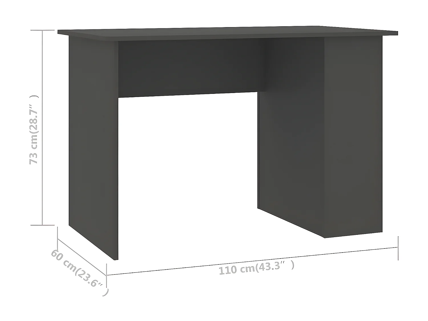 Escritorio de madera contrachapada gris 110x60x73 cm