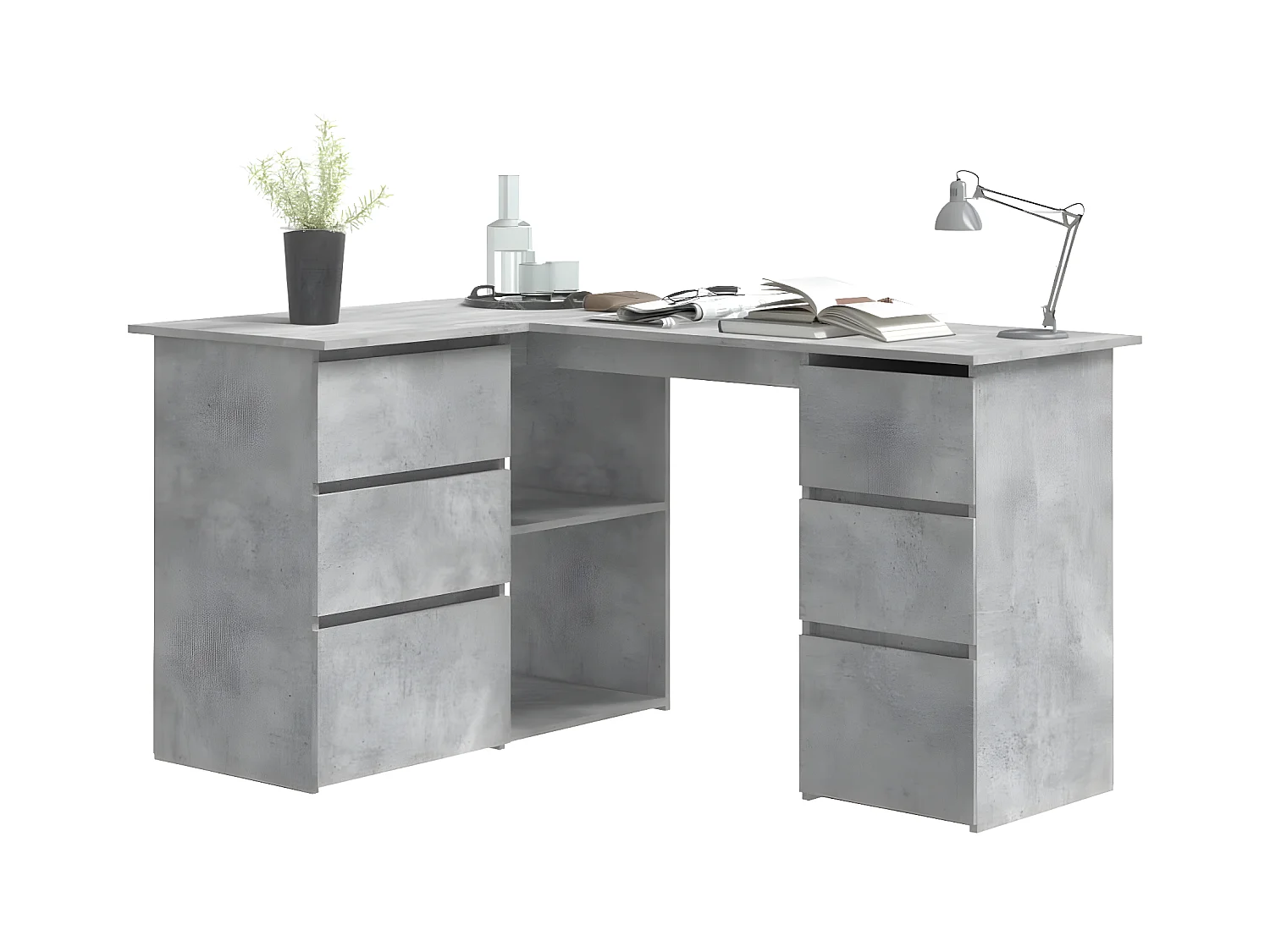 Bureau d'angle Gris béton 145x100x76 cm Aggloméré