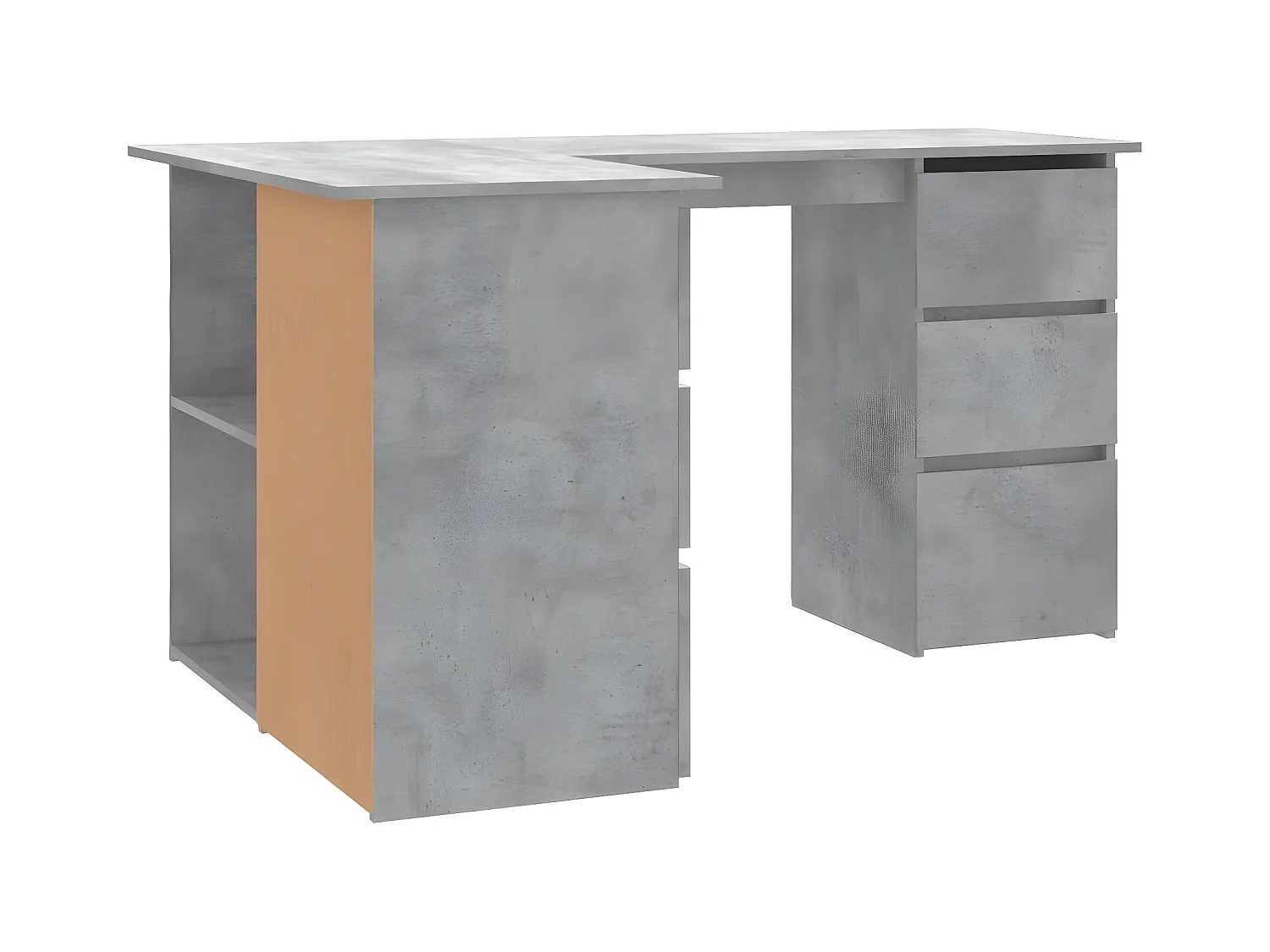 Bureau d'angle Gris béton 145x100x76 cm Aggloméré