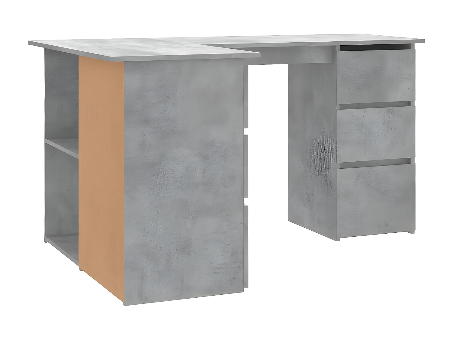 Bureau d'angle Gris béton 145x100x76 cm Aggloméré