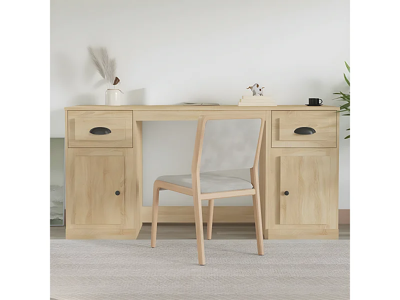 Bureau avec armoire chêne sonoma bois d'ingénierie