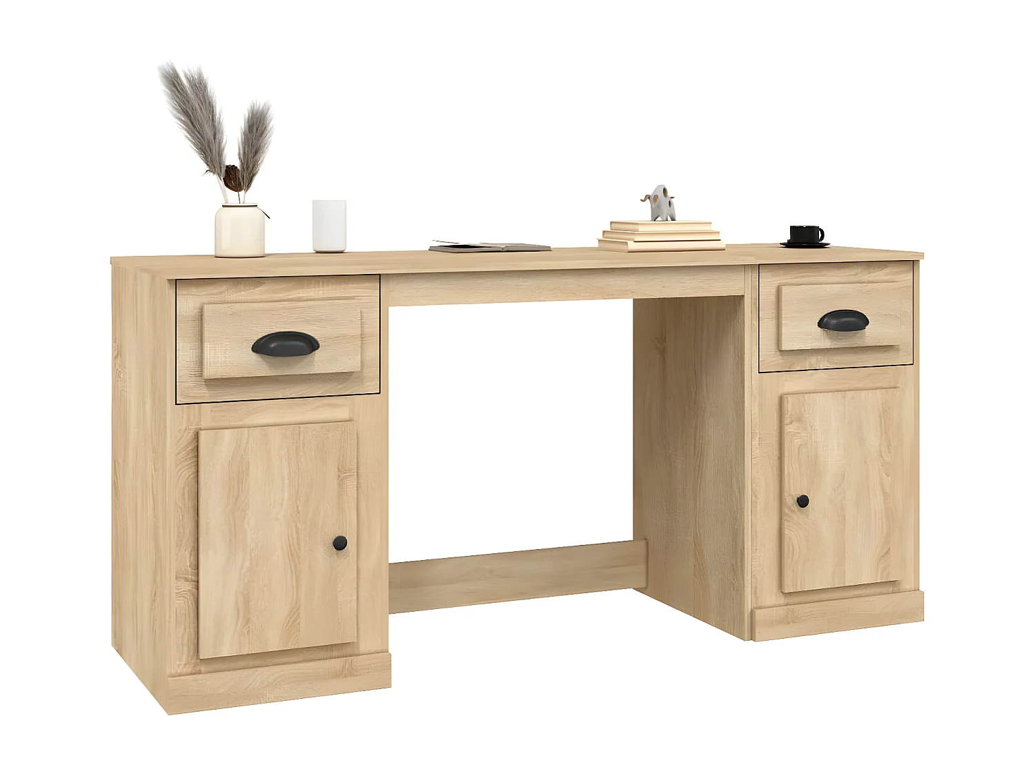 Bureau avec armoire chêne sonoma bois d'ingénierie