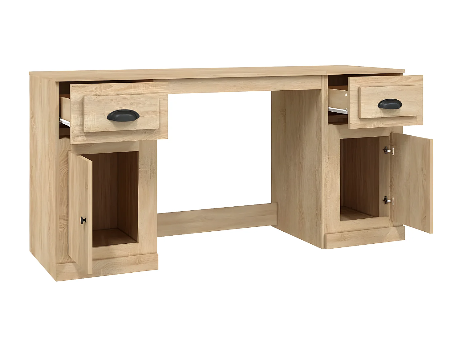Bureau avec armoire chêne sonoma bois d'ingénierie