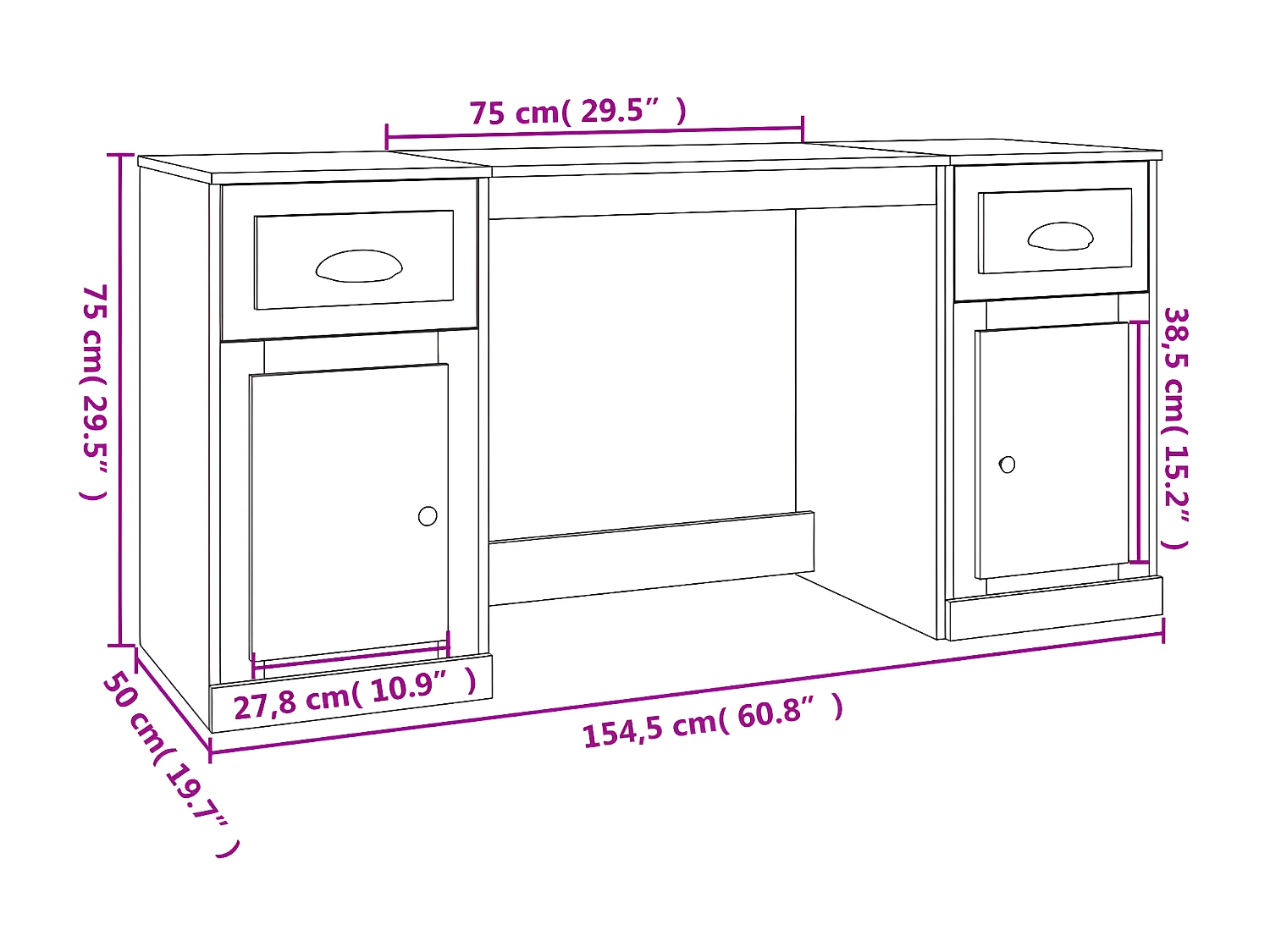 Bureau avec armoire chêne sonoma bois d'ingénierie