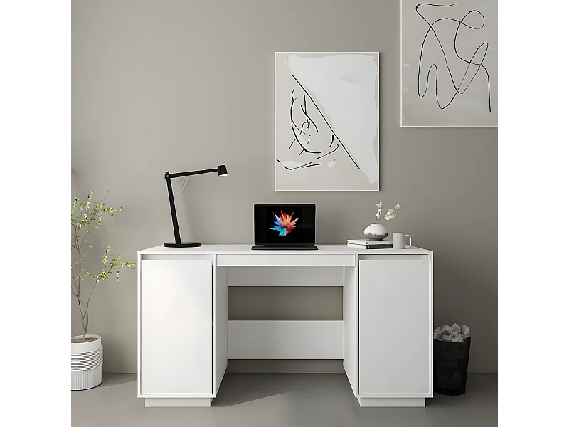 Escritorio de madera maciza de pino blanco 140x50x75 cm