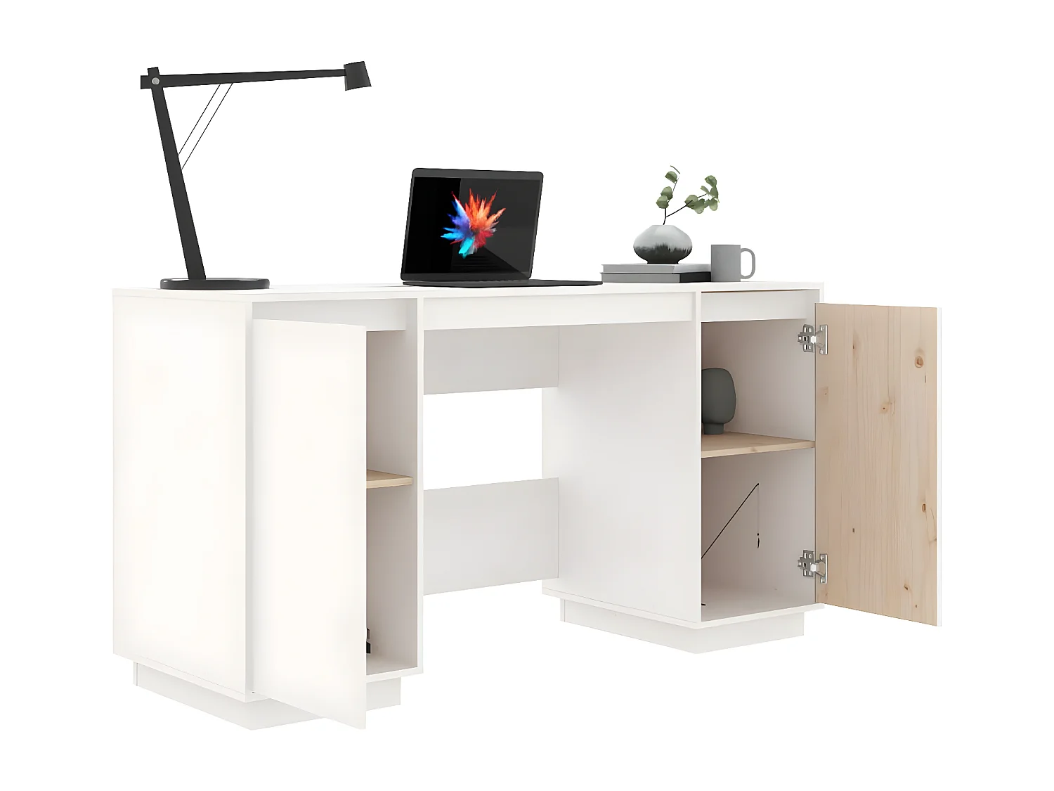 Escritorio de madera maciza de pino blanco 140x50x75 cm