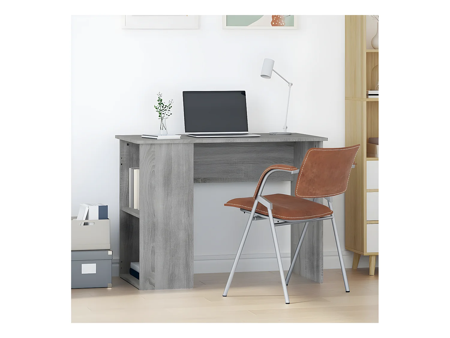 Bureau sonoma gris 100x55x75 cm bois d'ingénierie