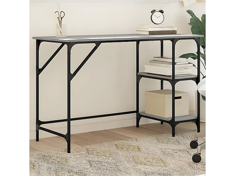 Bureau sonoma gris 120x50x75 cm métal et bois d'ingénierie