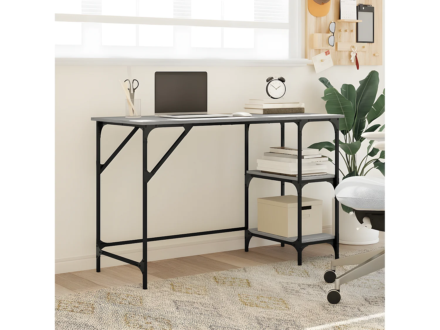 Bureau sonoma gris 120x50x75 cm métal et bois d'ingénierie