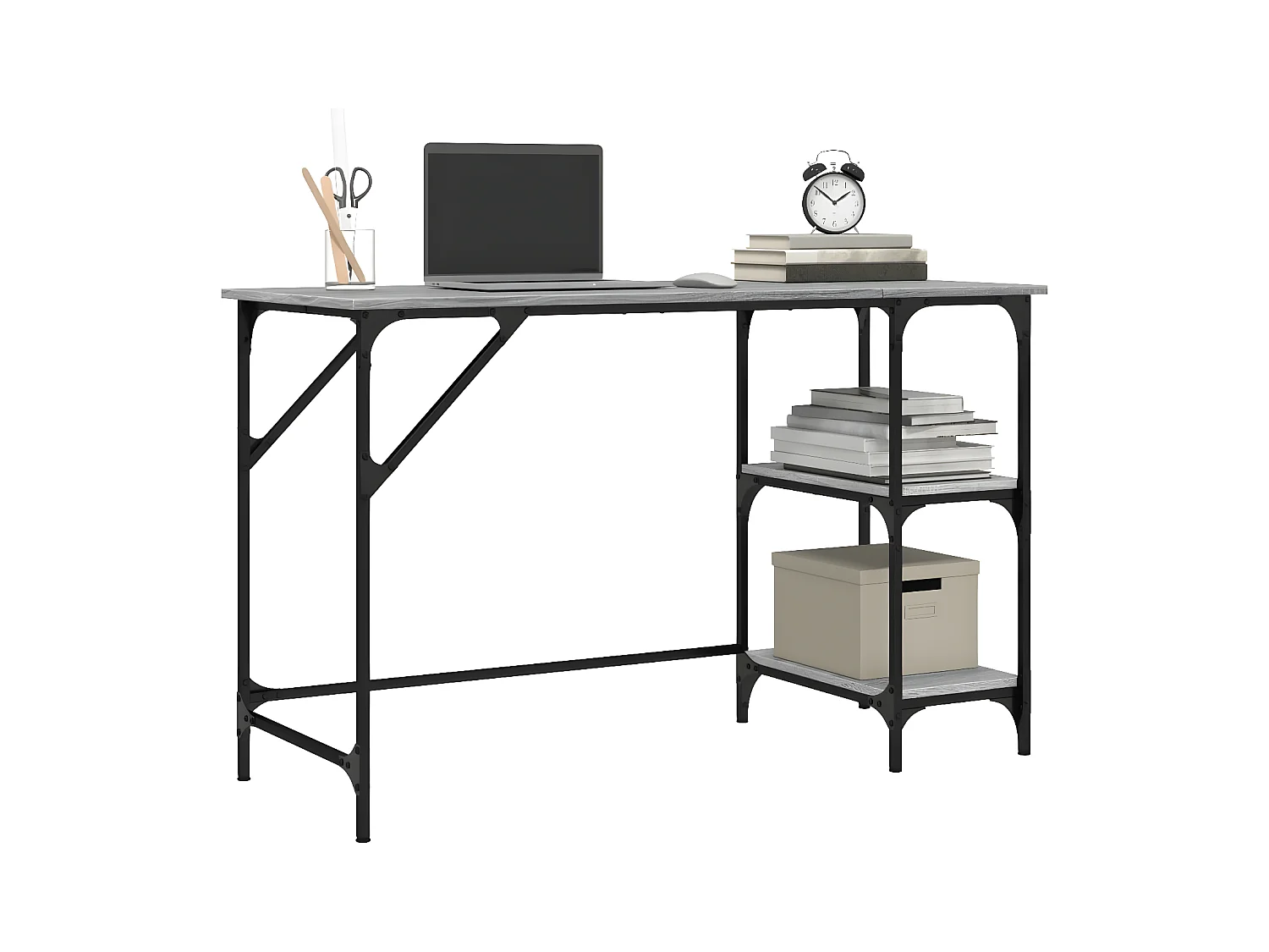 Bureau sonoma gris 120x50x75 cm métal et bois d'ingénierie