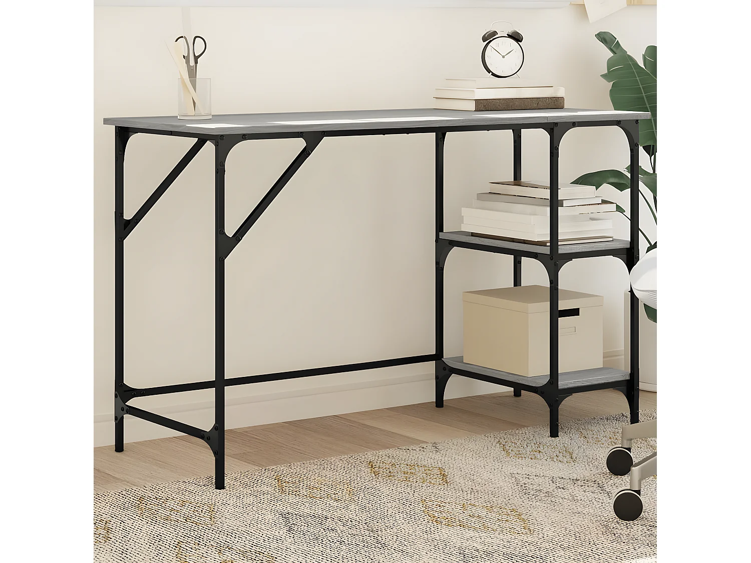 Bureau sonoma gris 120x50x75 cm métal et bois d'ingénierie
