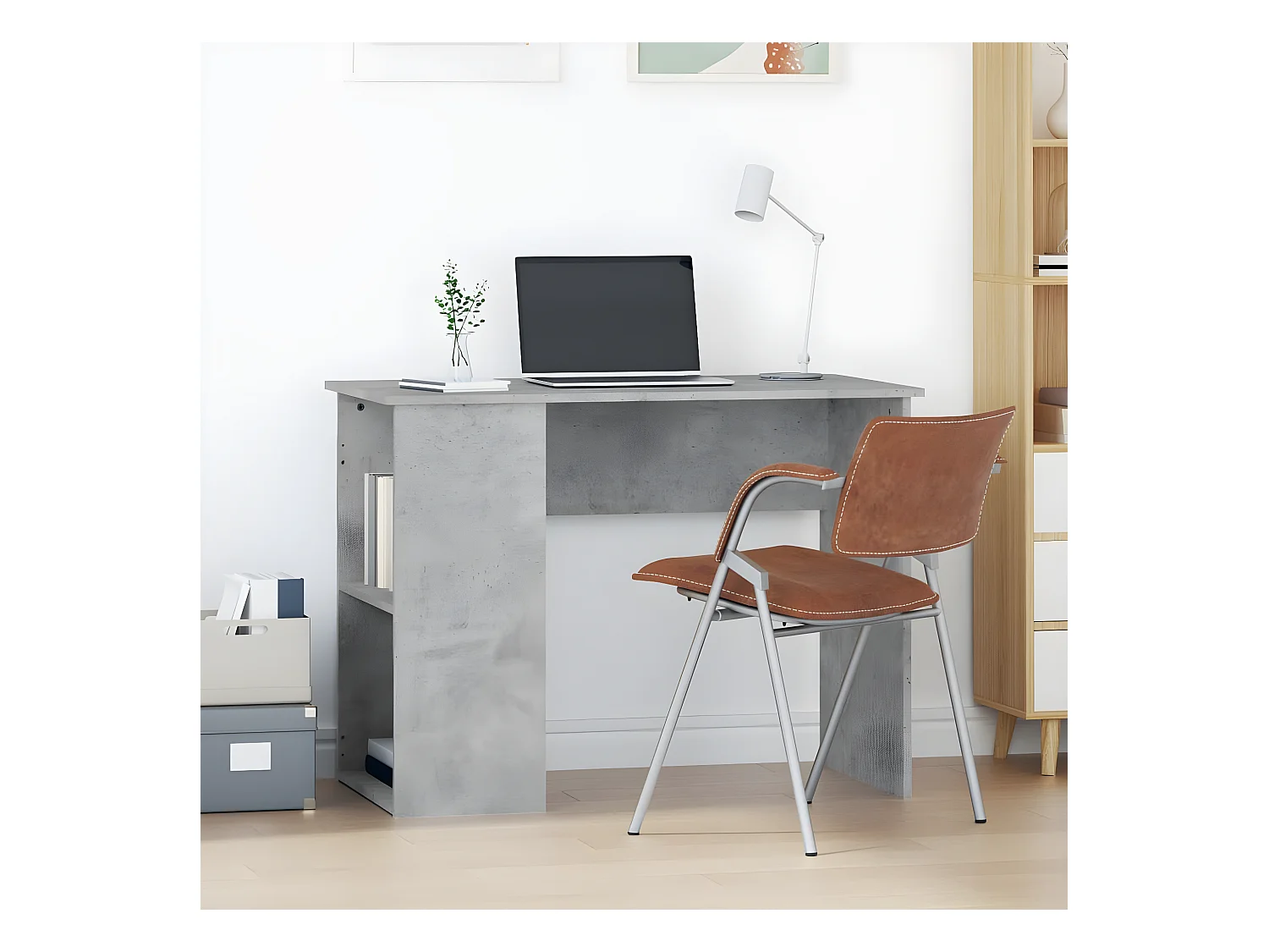 Bureau Gris béton 100x55x75 cm Bois d'ingénierie