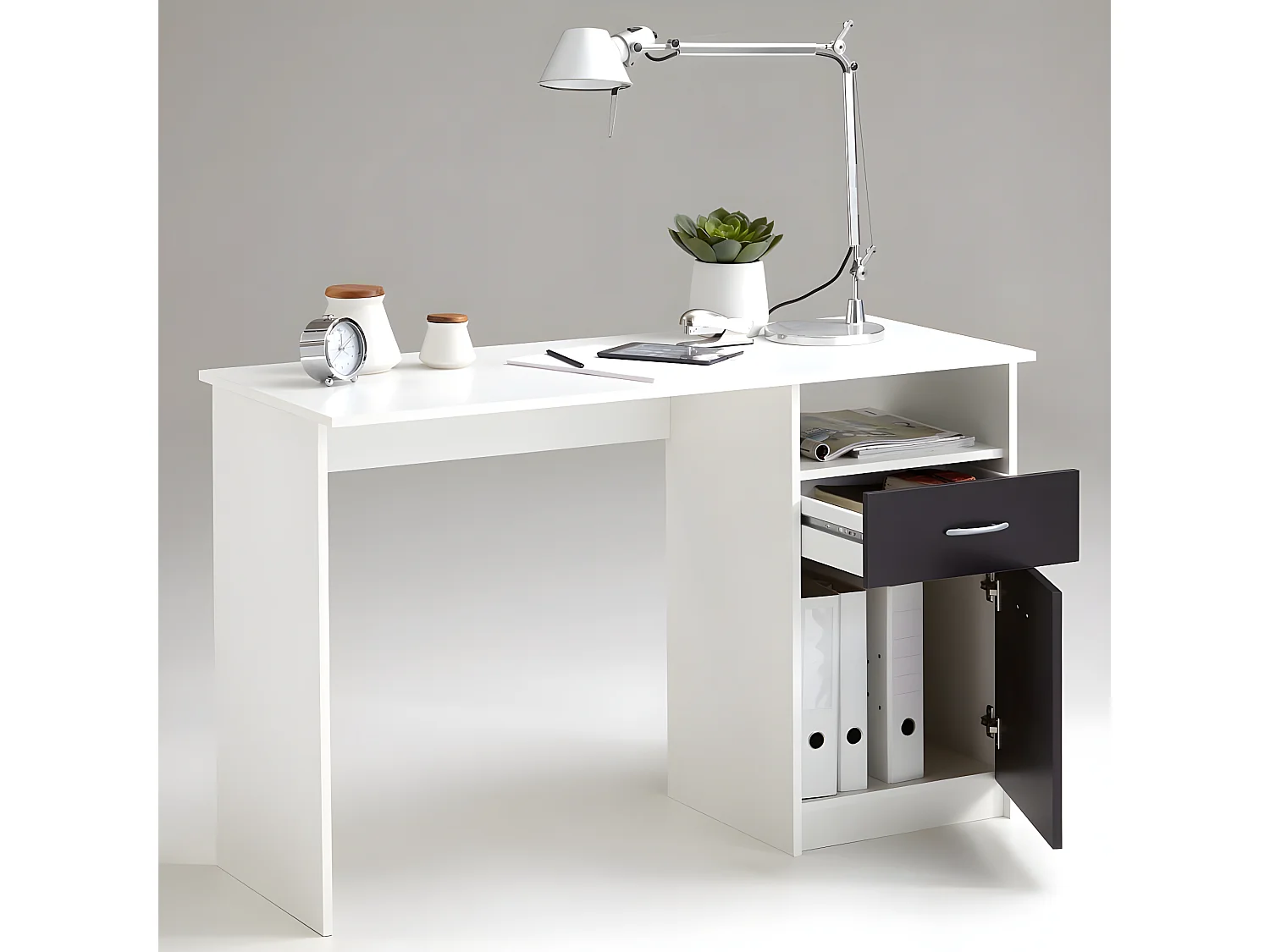 Bureau avec 1 tiroir 123 x 50 x 76,5 cm Blanc et noir