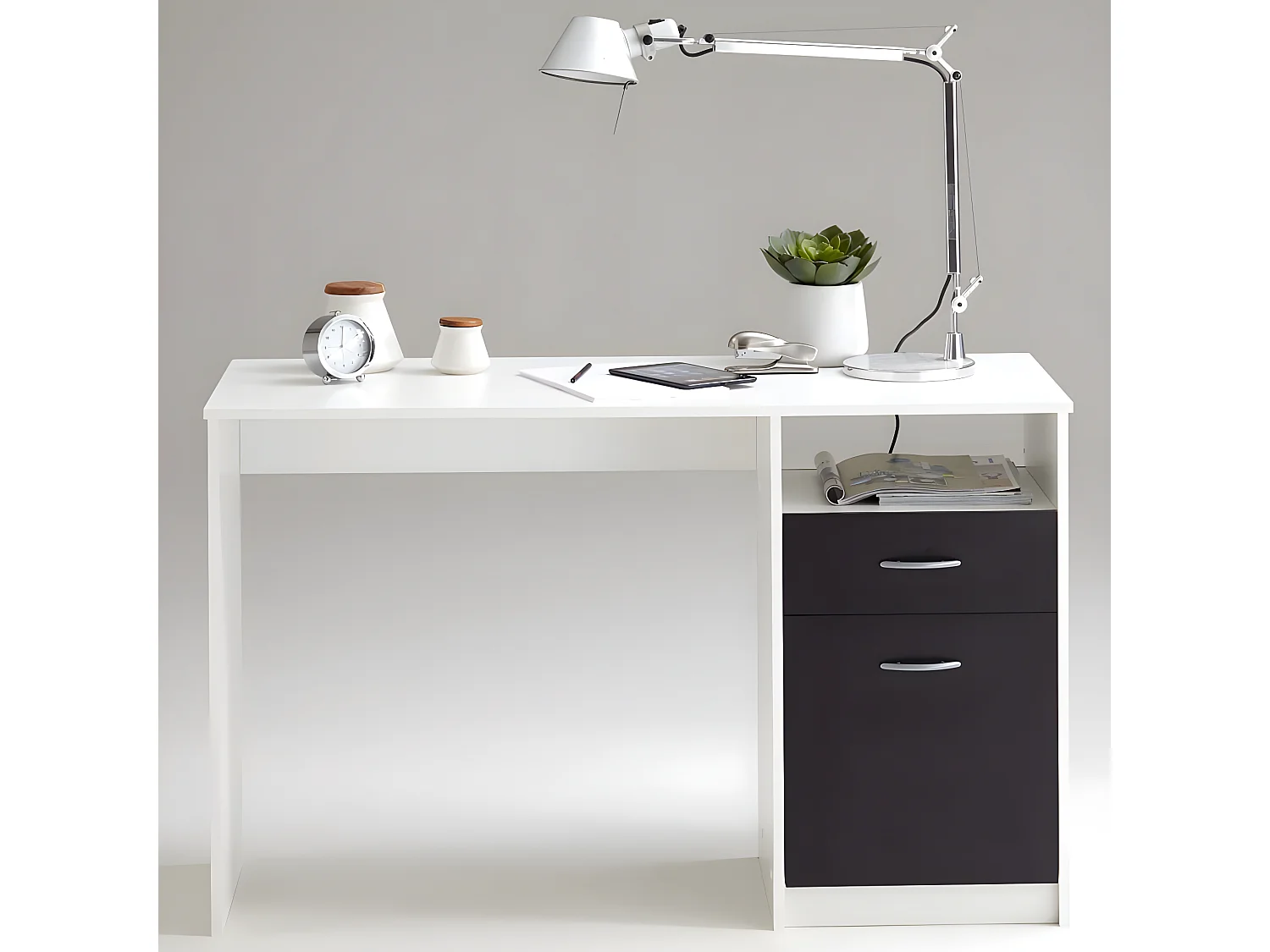 Bureau avec 1 tiroir 123 x 50 x 76,5 cm Blanc et noir