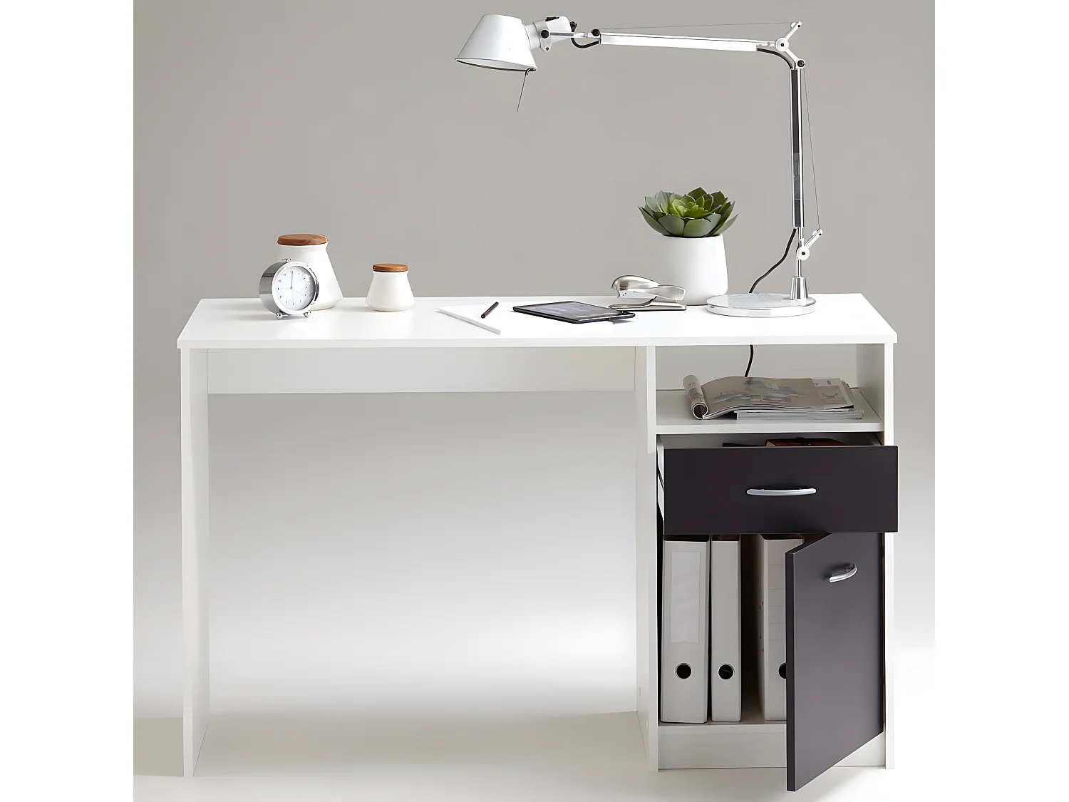Bureau avec 1 tiroir 123 x 50 x 76,5 cm Blanc et noir