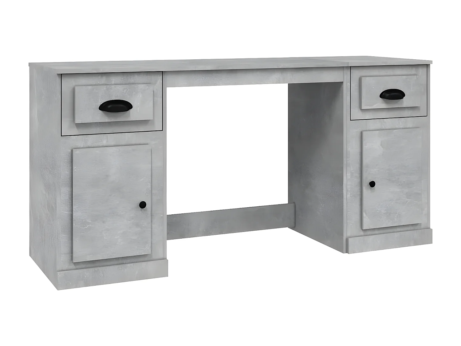 Bureau avec armoire gris béton bois d'ingénierie