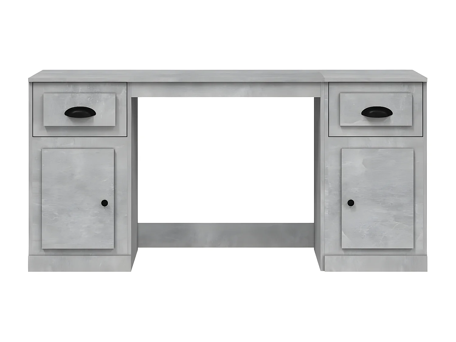 Bureau avec armoire gris béton bois d'ingénierie