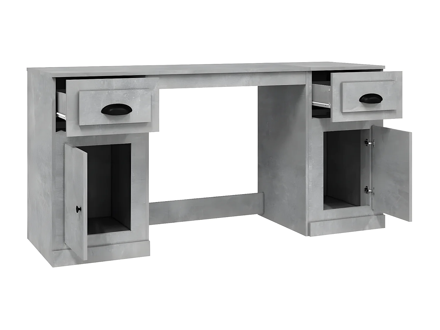 Bureau avec armoire gris béton bois d'ingénierie