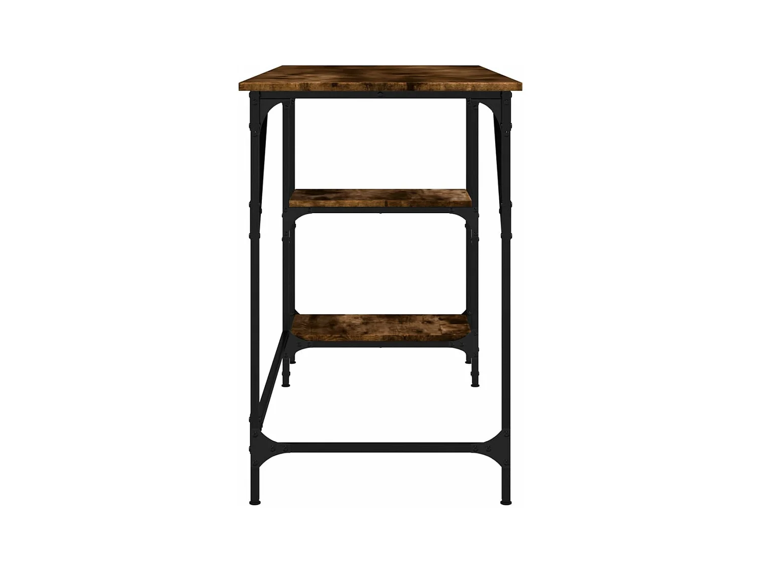 Bureau chêne fumé 120x50x75 cm métal et bois d'ingénierie