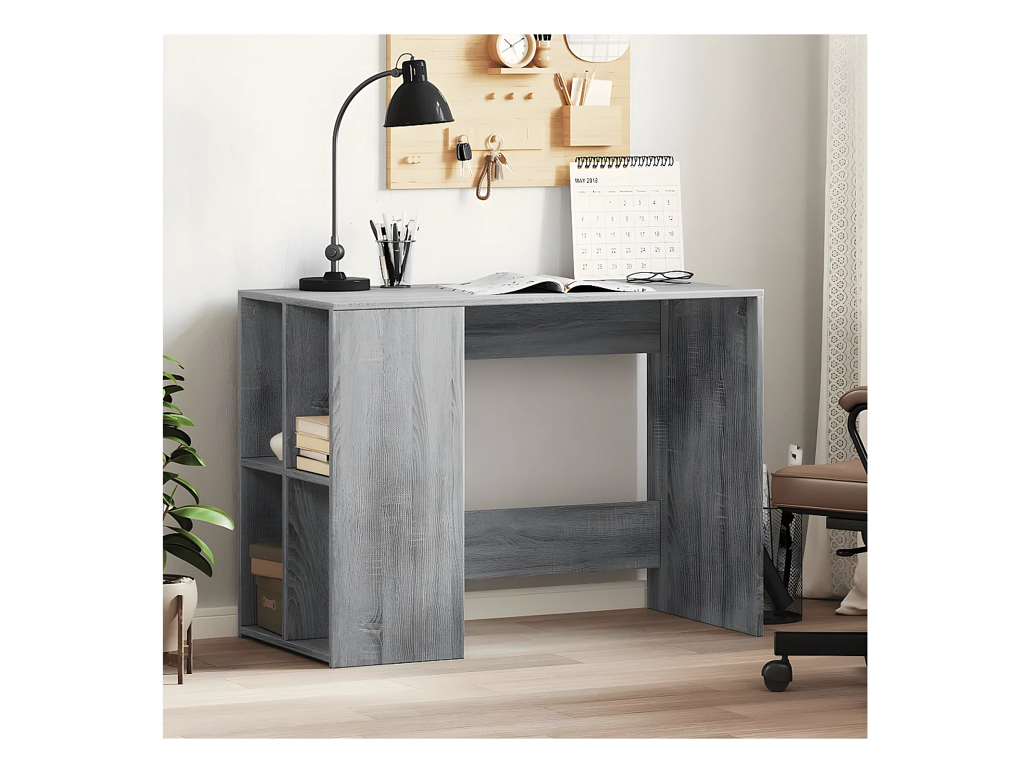 Bureau sonoma gris 102x50x75 cm bois d'ingénierie
