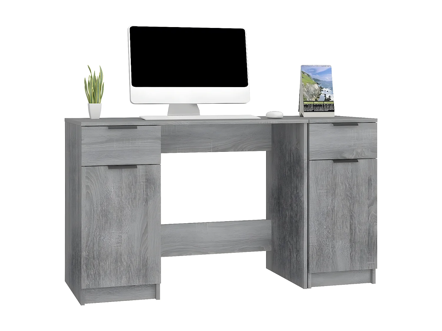 Bureau avec armoire latérale Sonoma gris Bois d'ingénierie