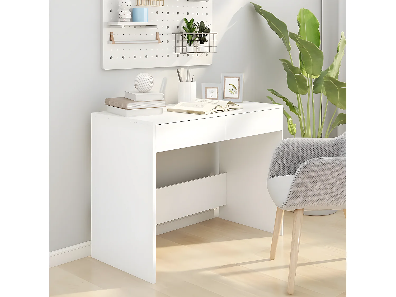 Bureau Blanc 101x50x76,5 cm Aggloméré