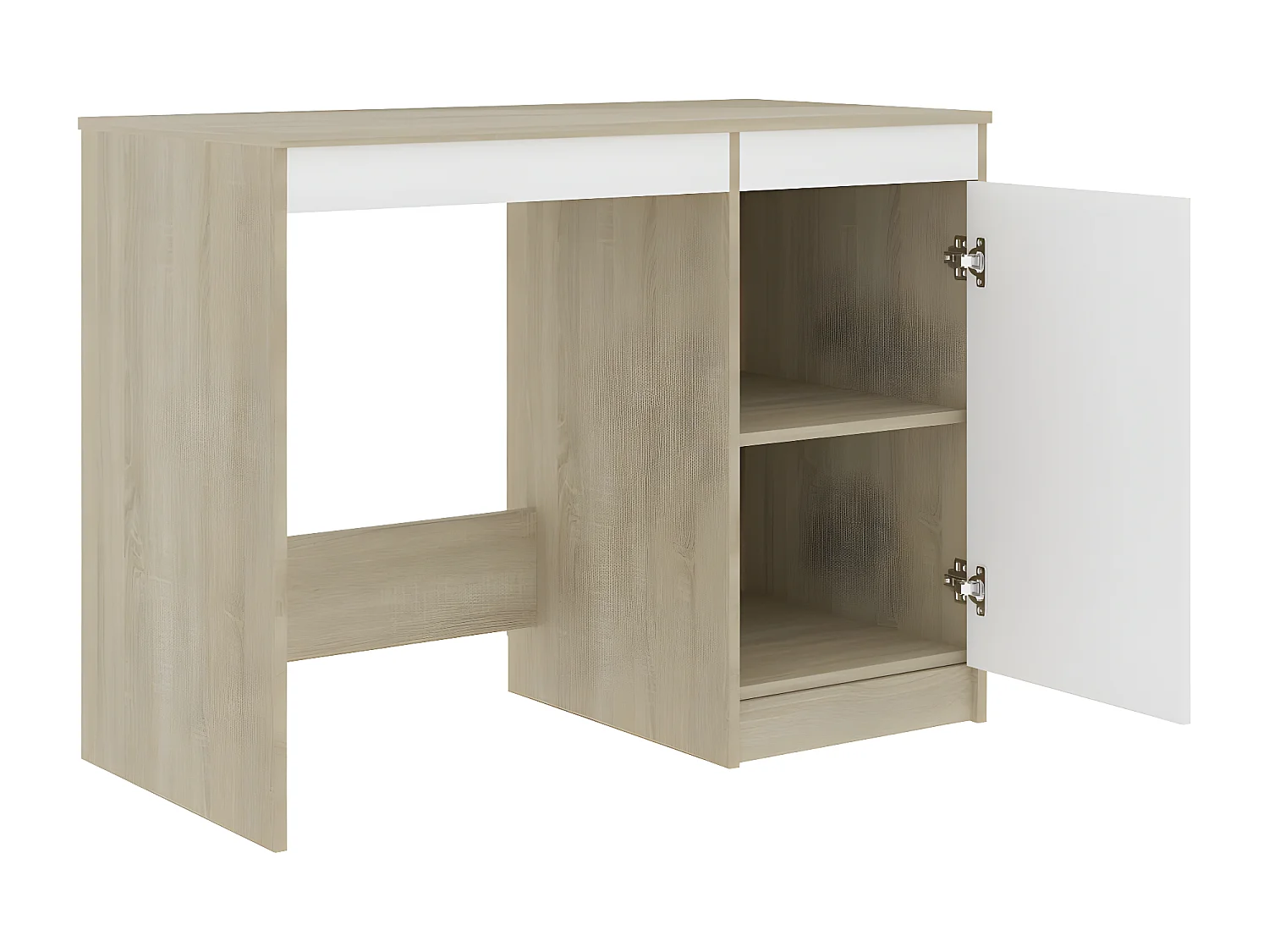 Bureau Blanc et chêne sonoma 100x50x76 cm Aggloméré