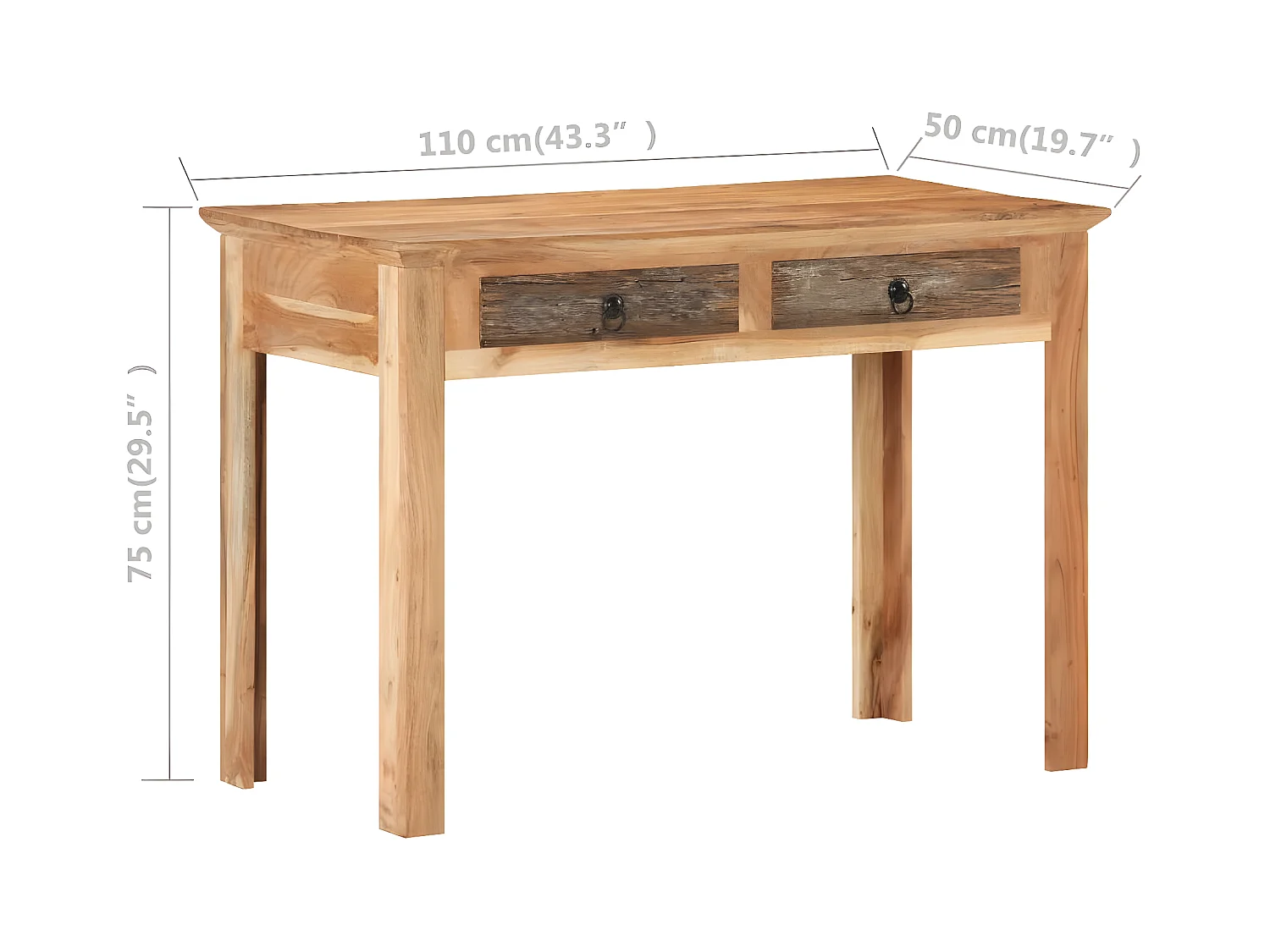 Bureau 110x50x75 cm massief gerecycled hout