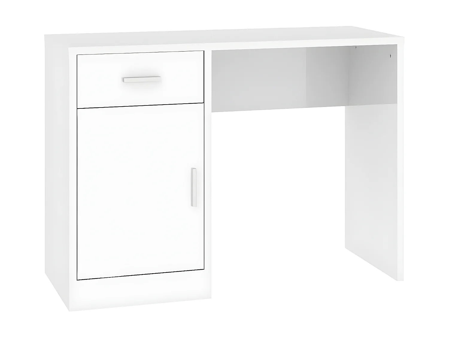 Bureau avec tiroir et armoire Blanc brillant 100x40x73 cm