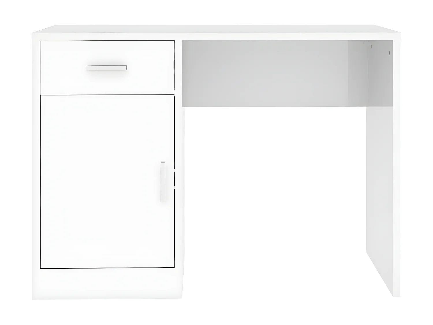 Bureau avec tiroir et armoire Blanc brillant 100x40x73 cm