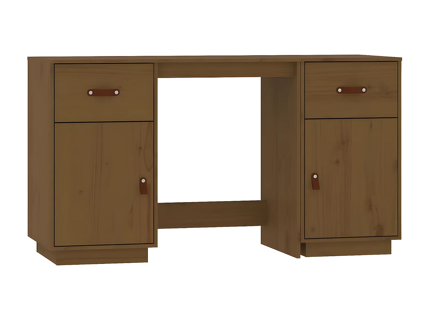 Secretária com armários 135x50x75 cm pinho maciço castanho mel