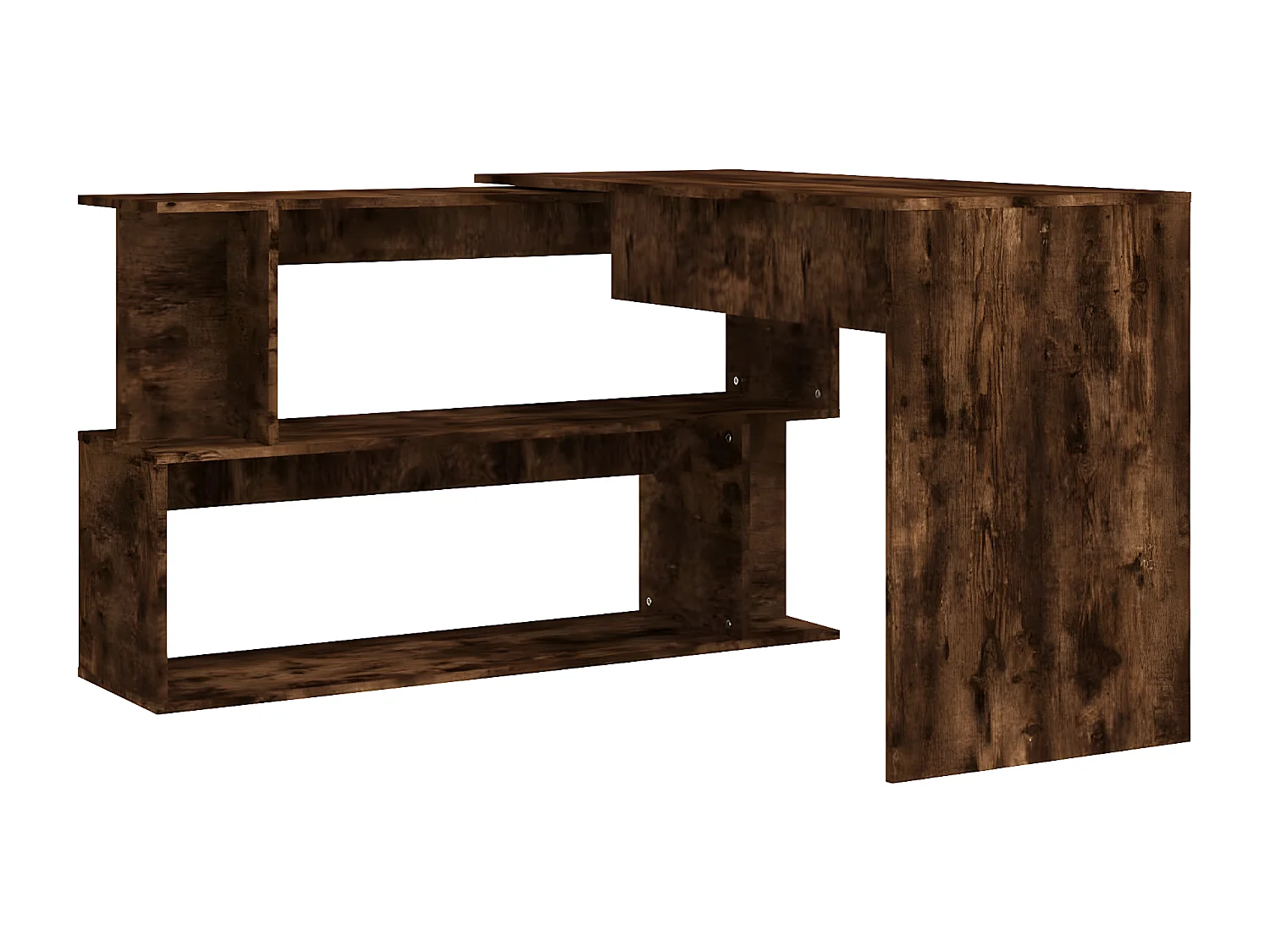 Hoekbureau 200x50x76 cm bewerkt hout gerookt eikenkleur