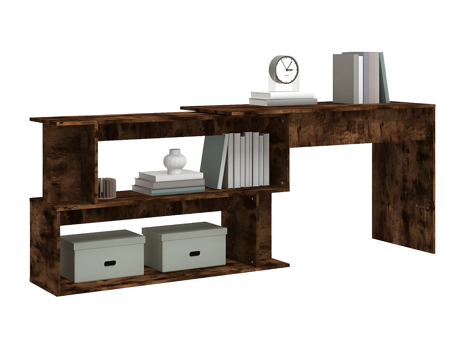 Bureau d'angle Chêne fumé 200x50x76 cm Bois d'ingénierie