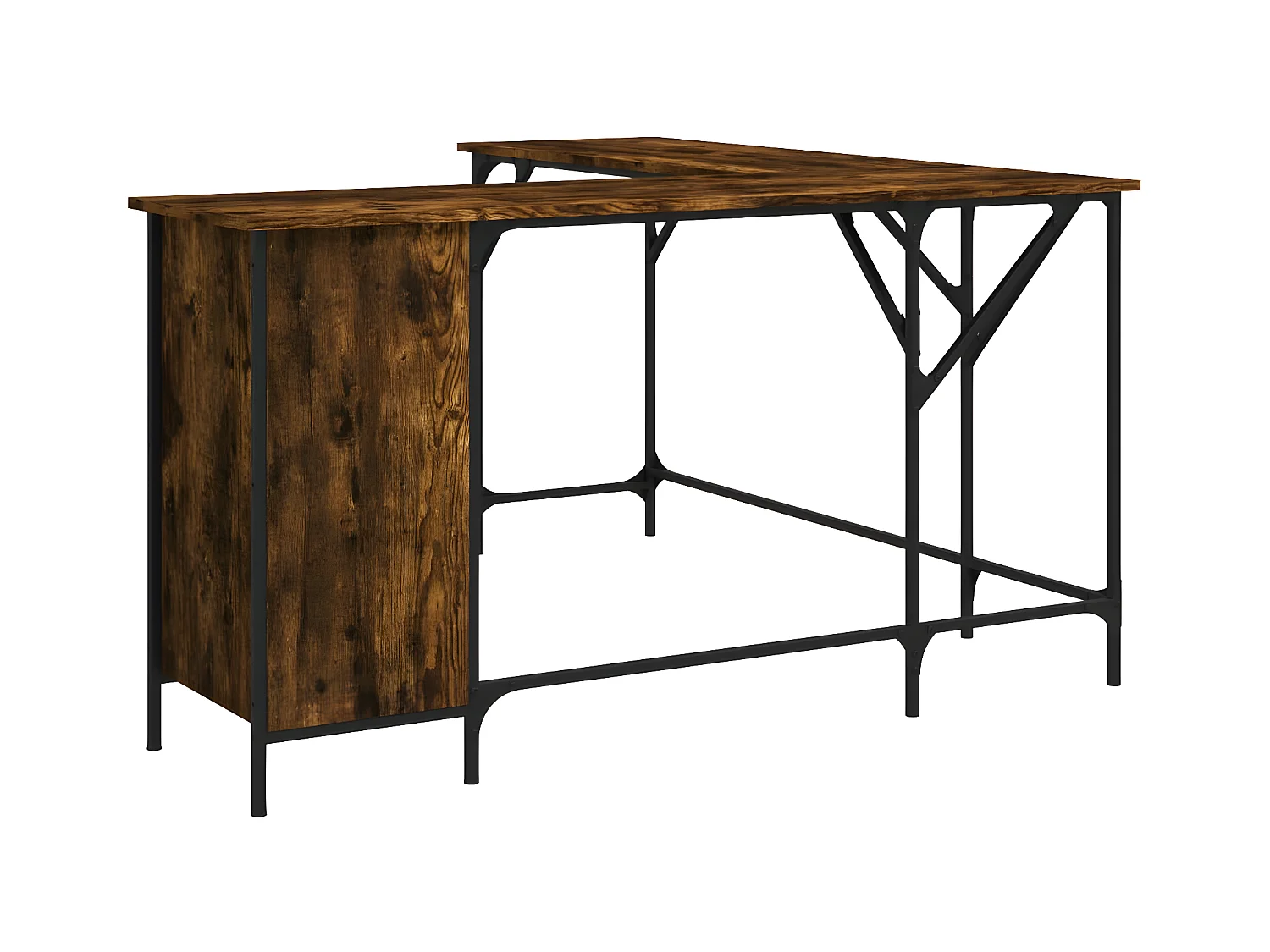 Bureau chêne fumé 141x141x75 cm bois d'ingénierie