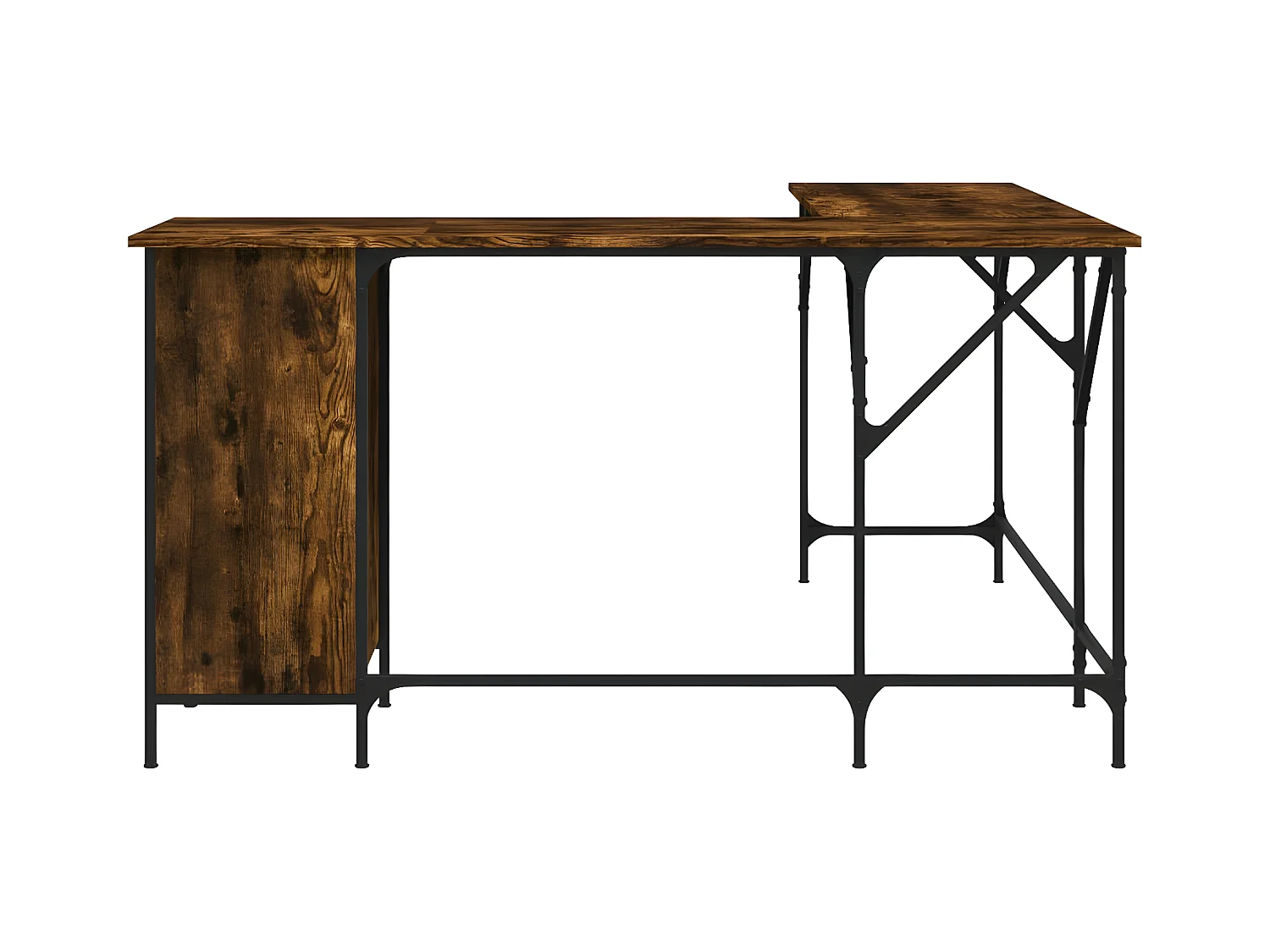 Bureau chêne fumé 141x141x75 cm bois d'ingénierie