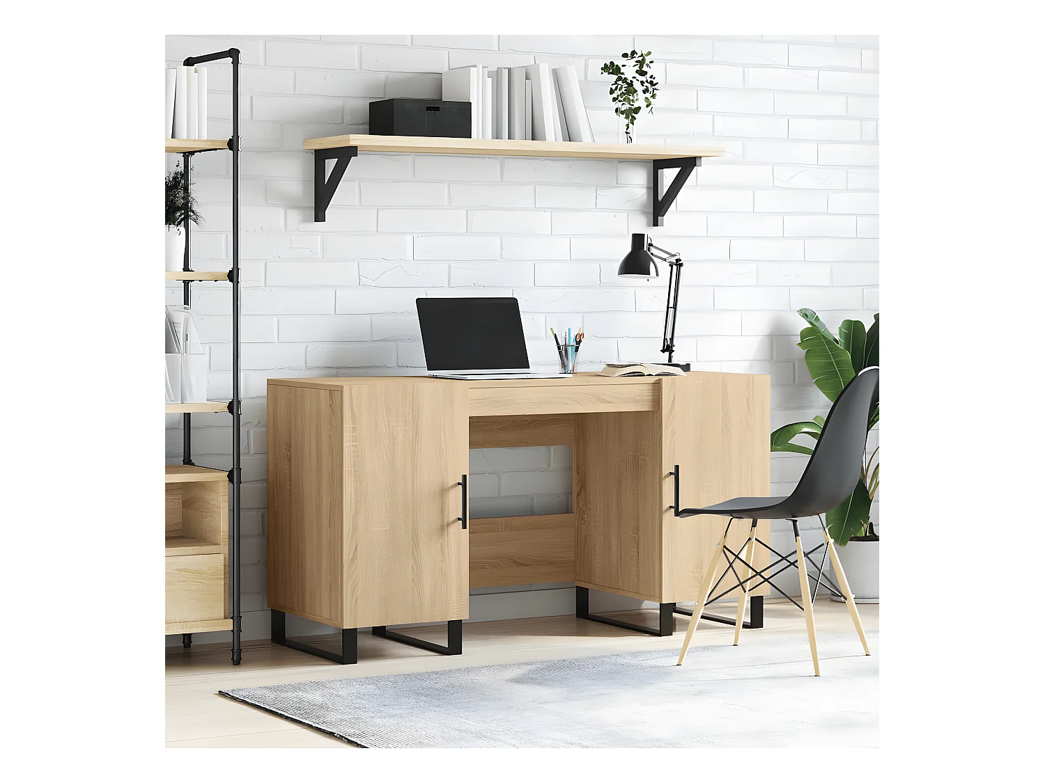 Bureau chêne sonoma 140x50x75 cm bois d'ingénierie