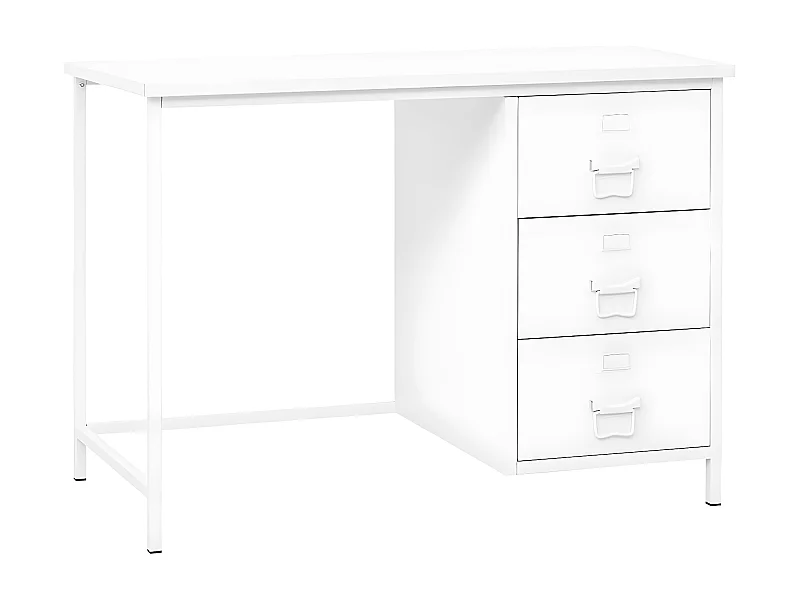 Bureau industriel avec tiroirs Blanc 105x52x75 cm Acier