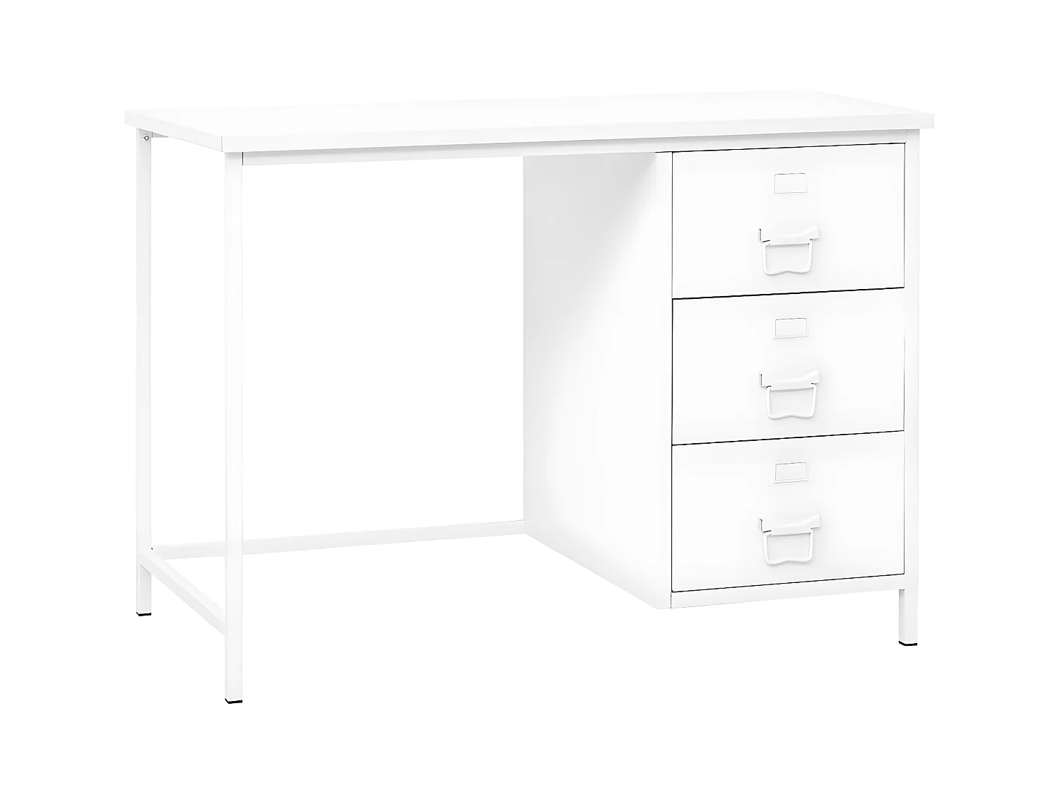 Bureau industriel avec tiroirs Blanc 105x52x75 cm Acier