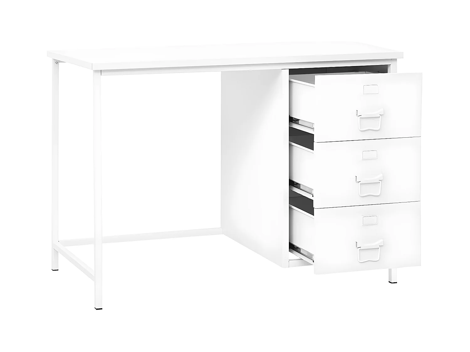 Bureau industriel avec tiroirs Blanc 105x52x75 cm Acier