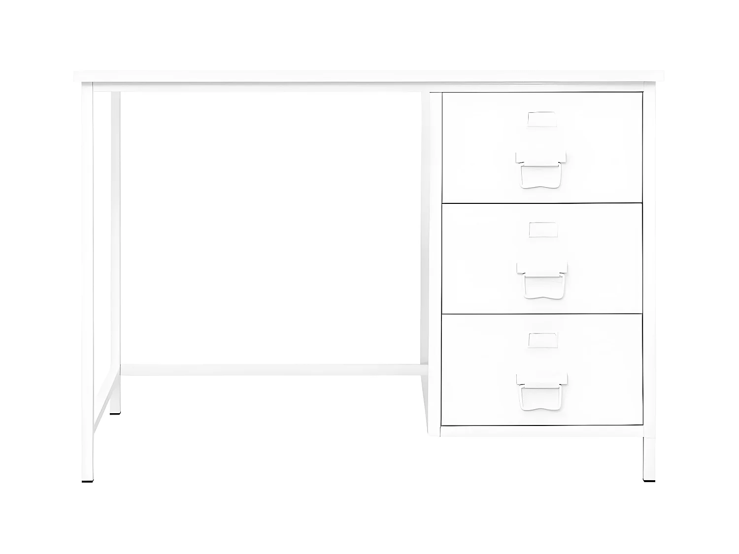 Bureau industriel avec tiroirs Blanc 105x52x75 cm Acier