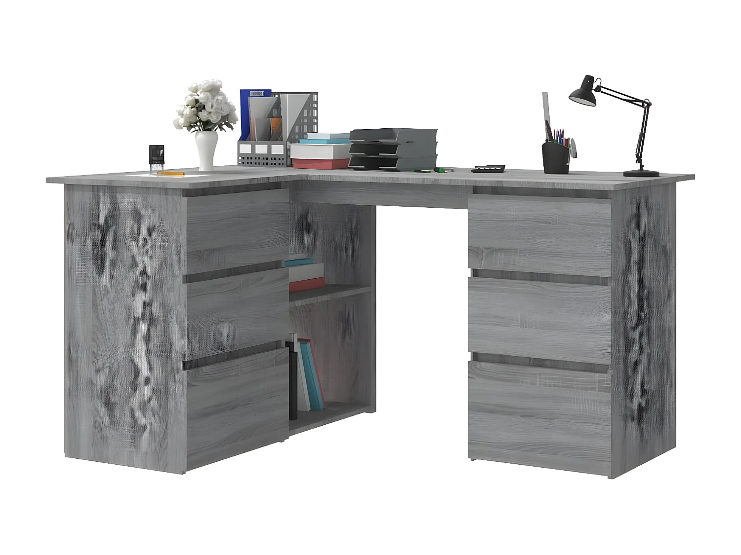 Bureau d'angle Sonoma gris 145x100x76 cm Bois d'ingénierie