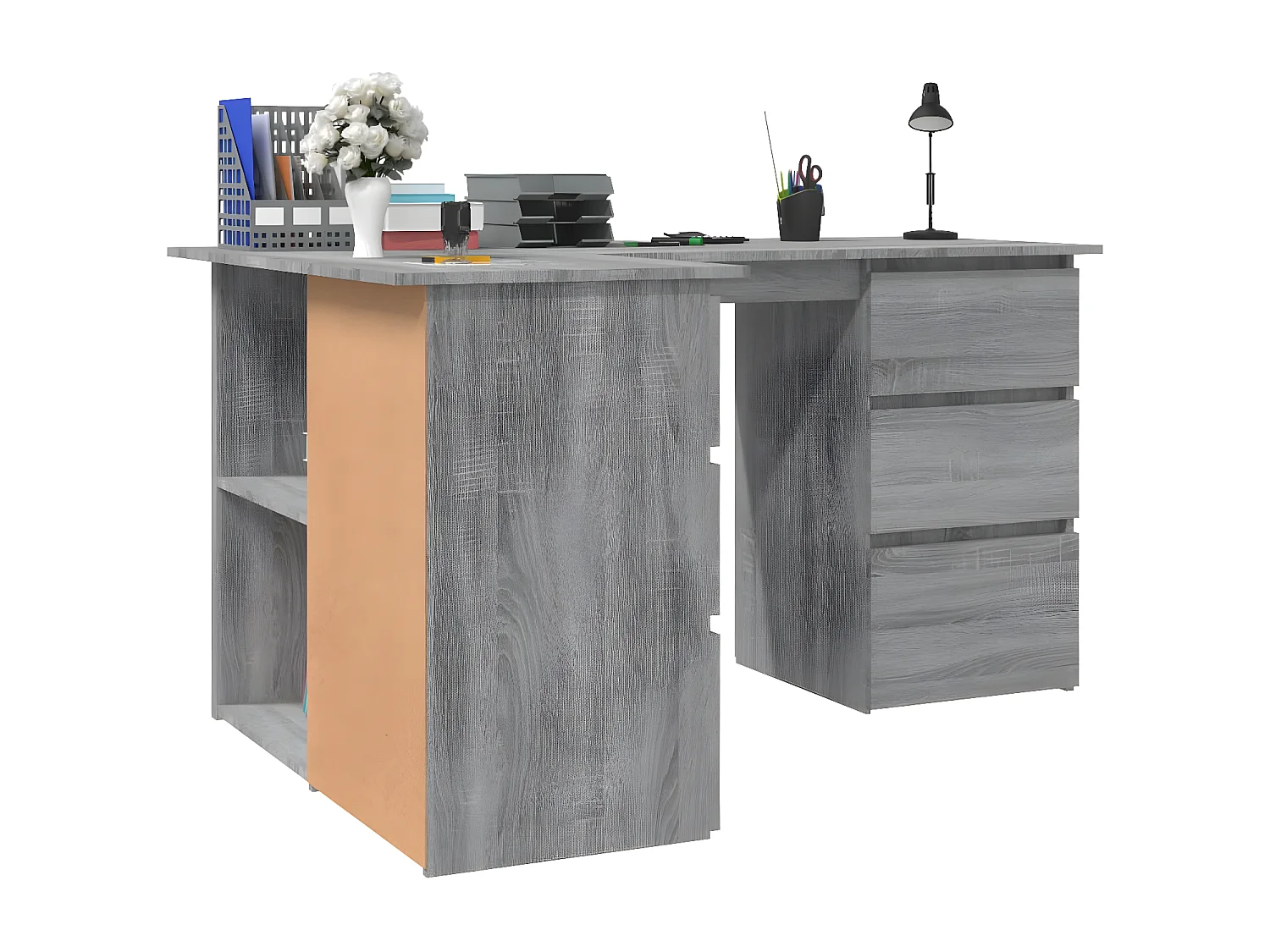 Bureau d'angle Sonoma gris 145x100x76 cm Bois d'ingénierie