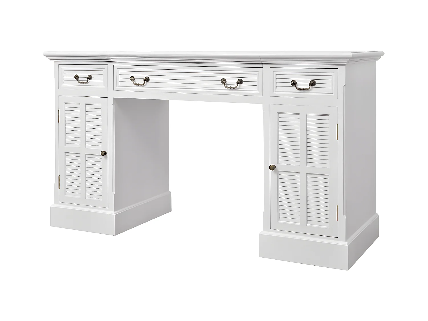 Bureau à double piédestal Blanc 140 x 48 x 80 cm