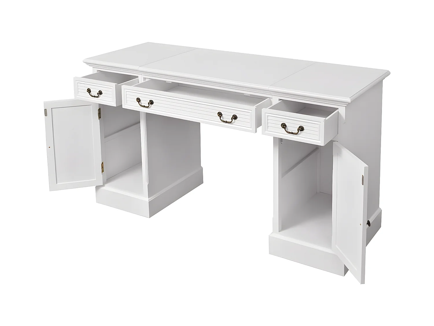 Bureau à double piédestal Blanc 140 x 48 x 80 cm
