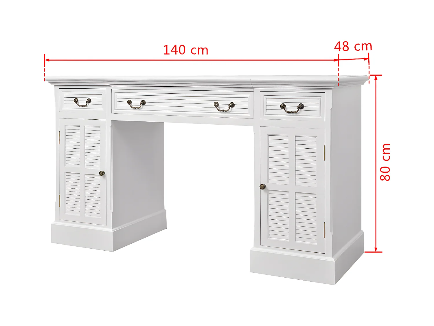Bureau à double piédestal Blanc 140 x 48 x 80 cm