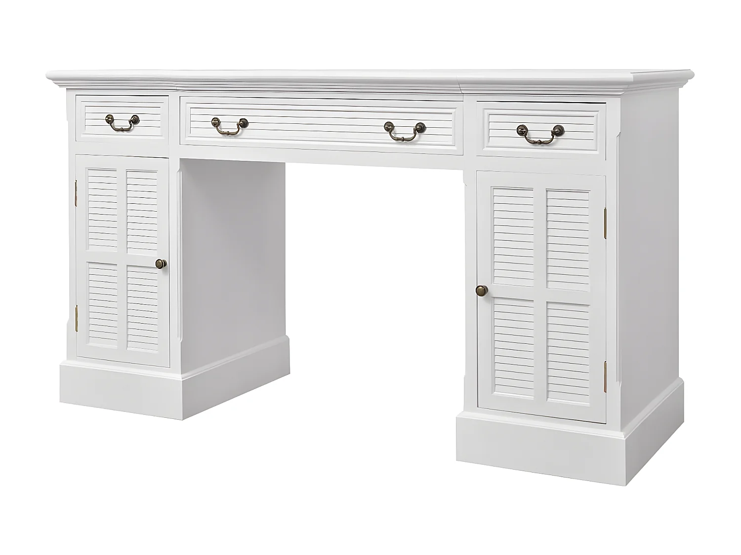 Escritorio de pedestal doble blanco 140x48x80 cm