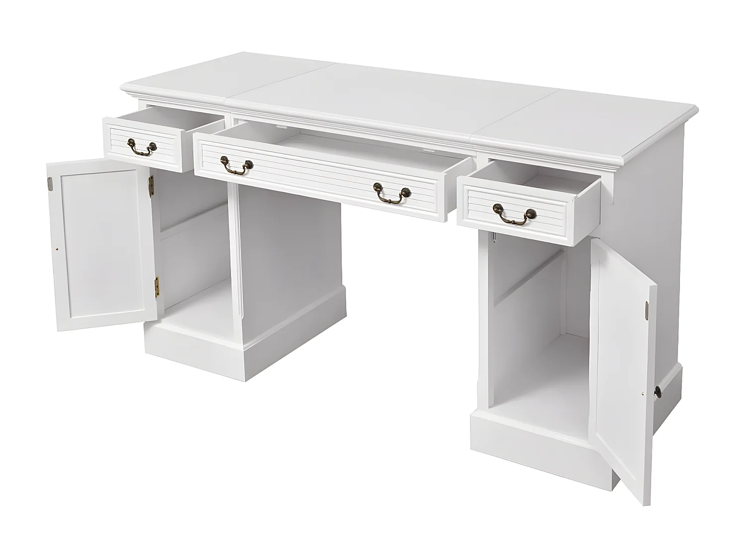 Escritorio de pedestal doble blanco 140x48x80 cm