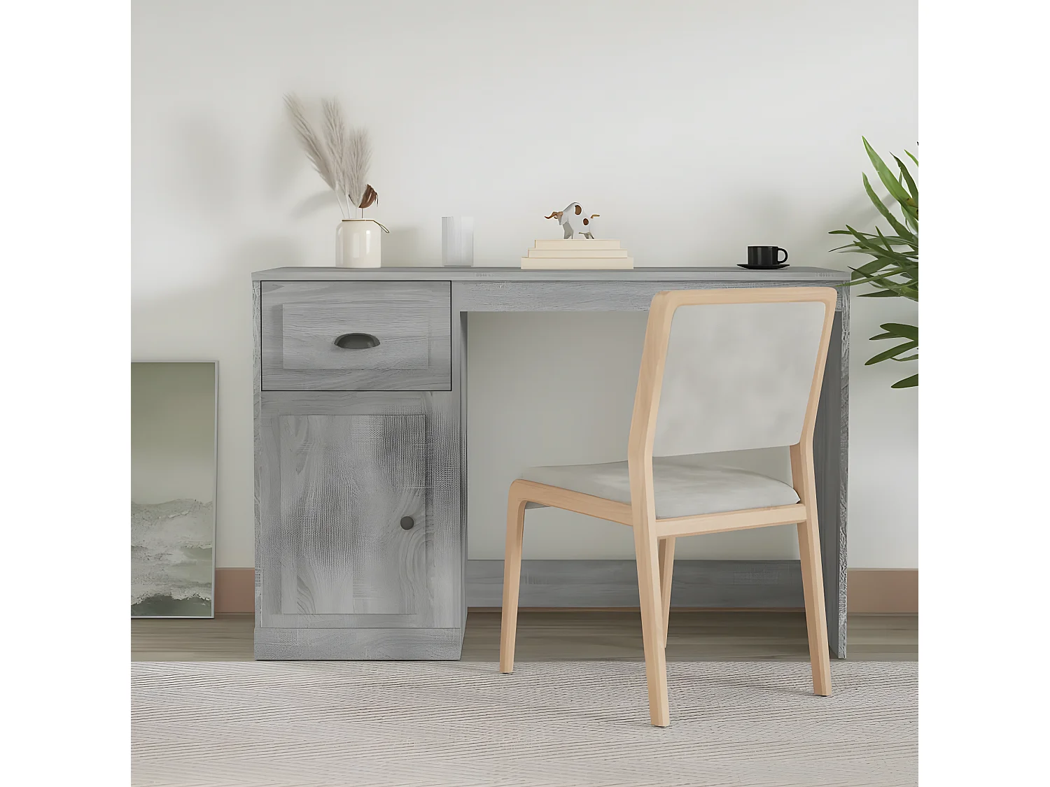 Bureau avec tiroir sonoma gris 115x50x75 cm bois d'ingénierie