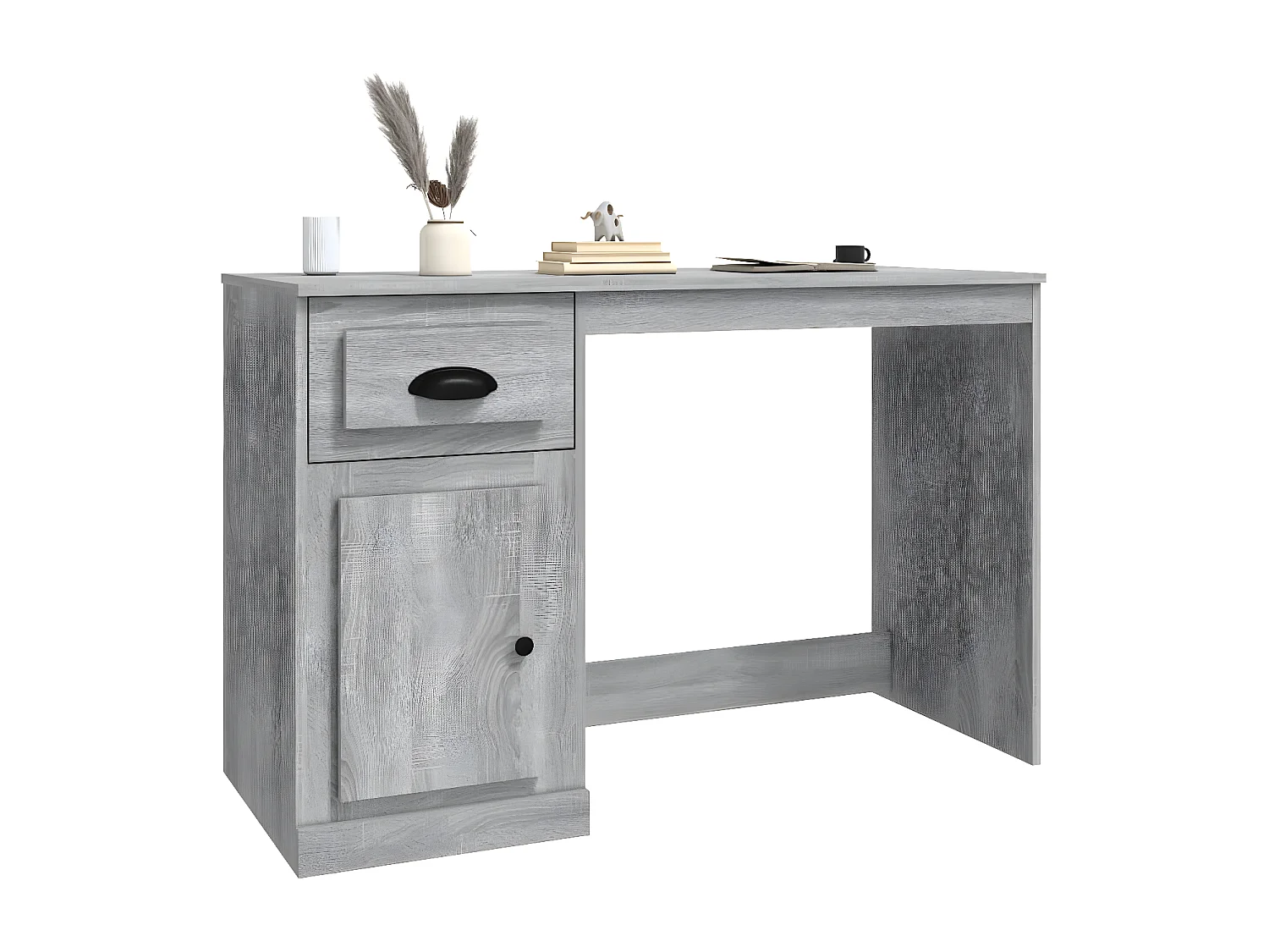 Escritorio y cajón madera contrachapada gris Sonoma 115x50x75cm